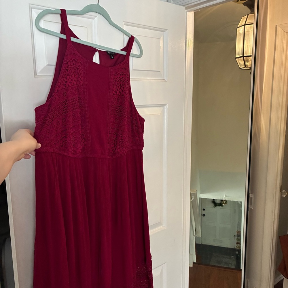 Torrid Burgundy Lace Maxi Dress Size 3 (3X) Wine Red Formal Evening Boho - Picture 7 of 15